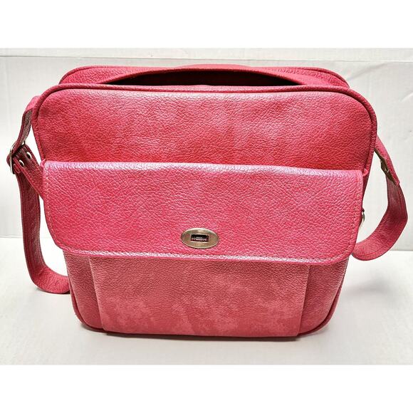 Vtg Royal Traveller Medalist Bag Red Carry On Key 60s Pink Inside Clean 12.5x13